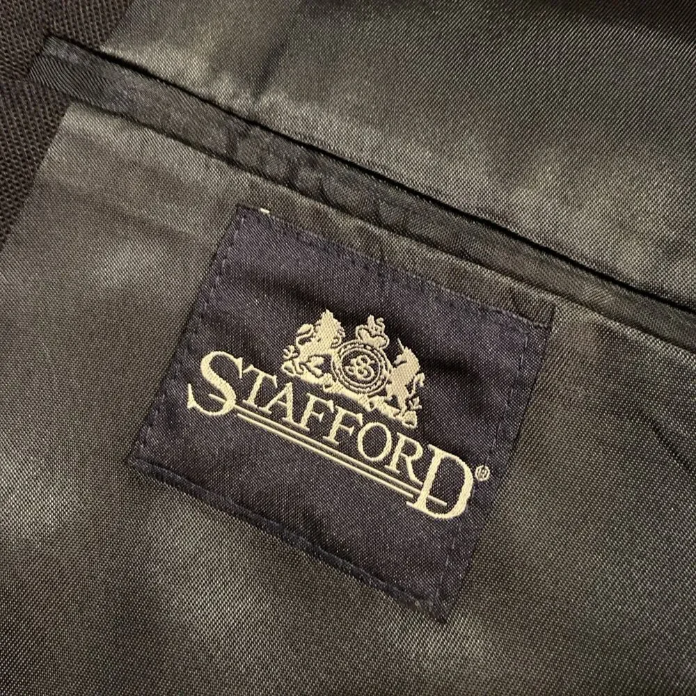 Stafford Wool Blend Sport Coat Navy Size 48 Gold Button Blazer USA Made